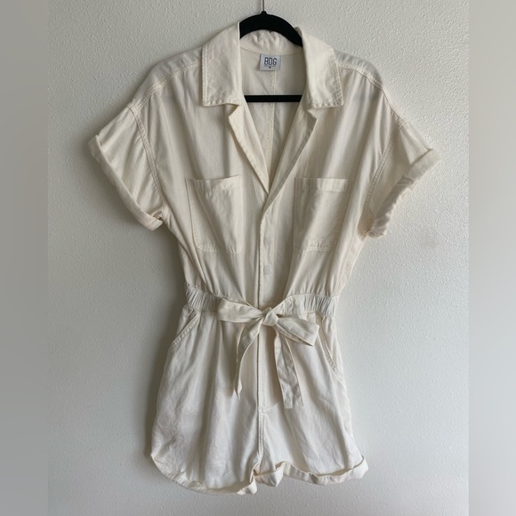 BDG Pants - Urban Outfitters Off White Denim 100% Cotton Romper, Size: Medium